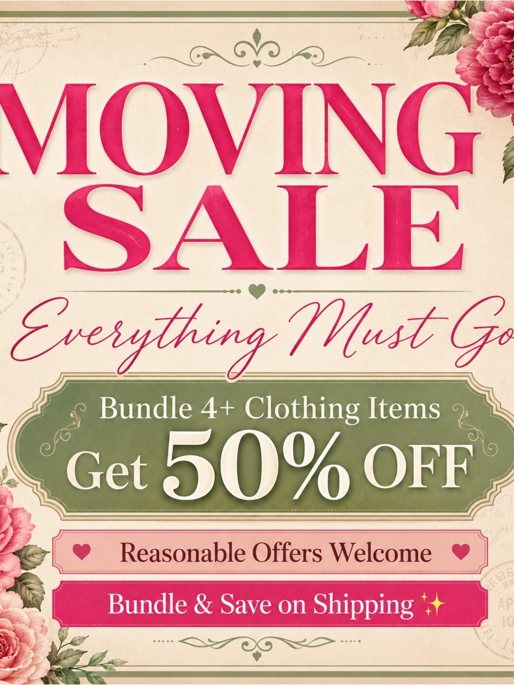 Moving Sale Decorative Bedding Poster - Pink / Green